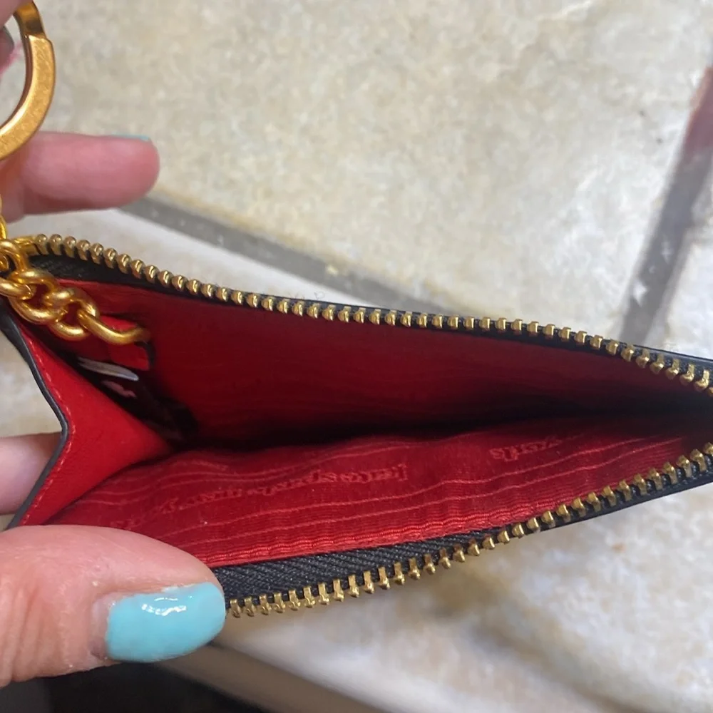 kate spade Morgan Stencil Hearts Embossed Printed Coin Card Case Wristlet Black - Picture 5 of 8